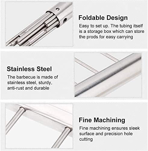 Glaceon Portable Folding Grill BBQ Stainless Steel Charcoal Grill Camp Stove Stand Rack Charcoal Campfire Grill for Outdoor Cooking Barbecue Camping Hiking Picnic - Image 5