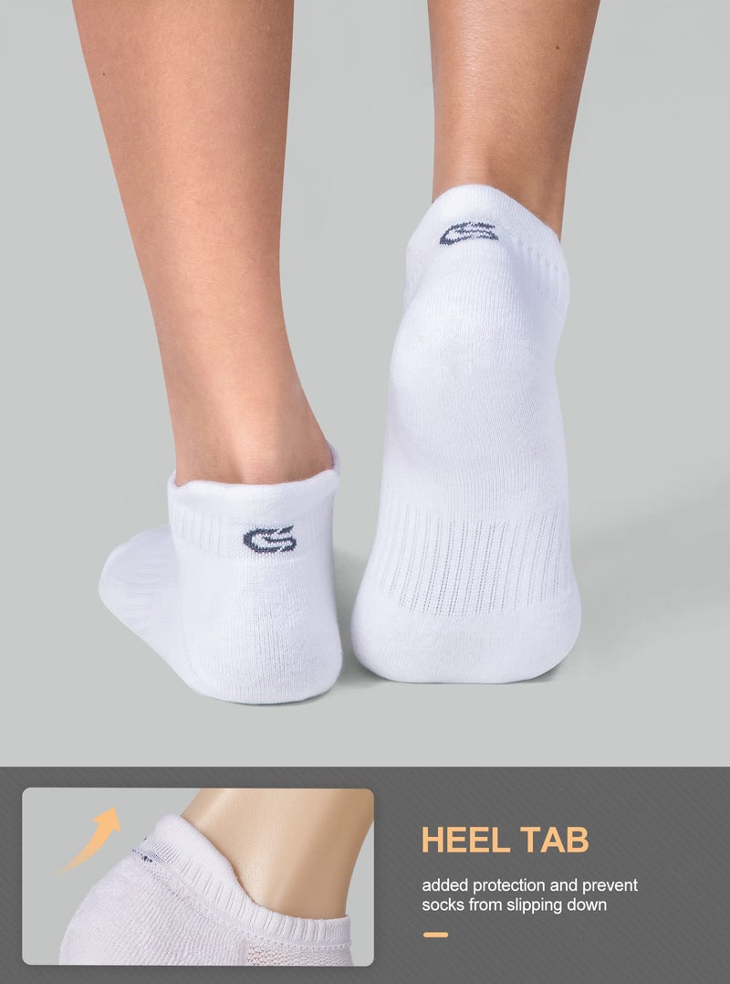 CS CELERSPORT Cushion No Show Tab Athletic Running Socks for Men and Women (6 Pairs),XL, White - Image 4