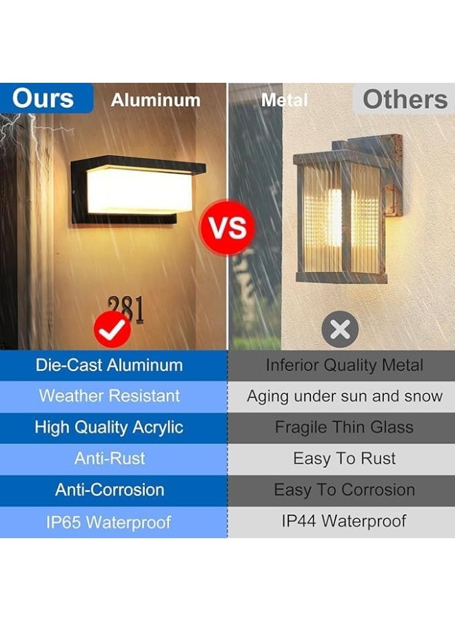 ALMIFTAH 2 Pack Outdoor Wall Lights, 3000K Warm White Black Wall Sconce Ip65 Waterproof Outdoor Light Fixtures Wall Mount Outside Lights for House Garden Front Bathroom Garage - Image 4