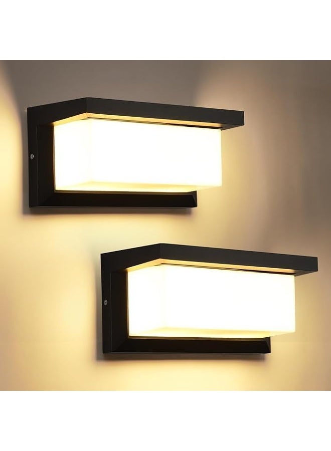ALMIFTAH 2 Pack Outdoor Wall Lights, 3000K Warm White Black Wall Sconce Ip65 Waterproof Outdoor Light Fixtures Wall Mount Outside Lights for House Garden Front Bathroom Garage - Image 1