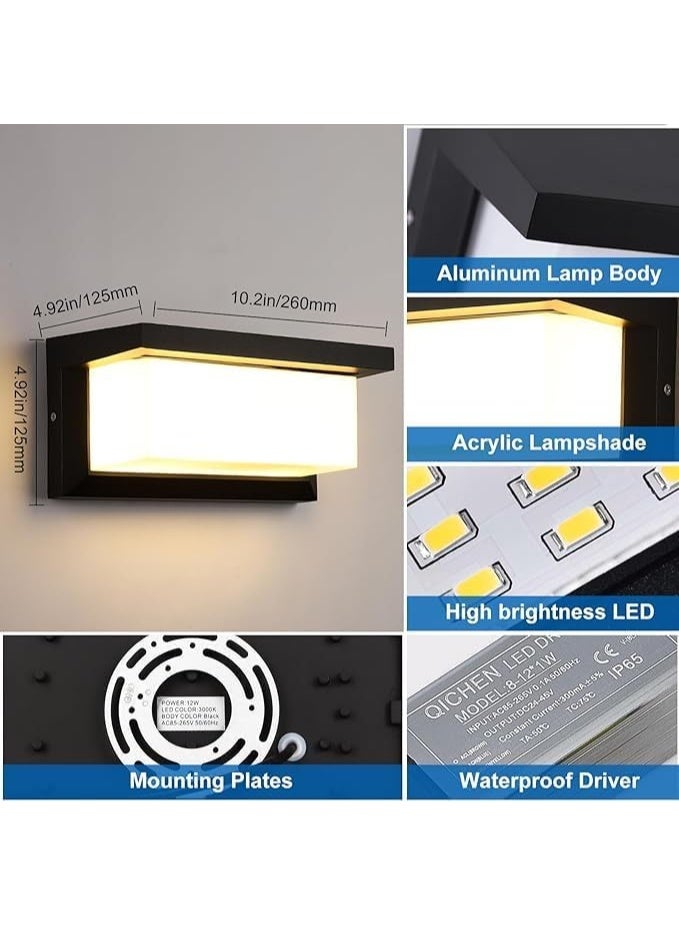 ALMIFTAH 2 Pack Outdoor Wall Lights, 3000K Warm White Black Wall Sconce Ip65 Waterproof Outdoor Light Fixtures Wall Mount Outside Lights for House Garden Front Bathroom Garage - Image 2