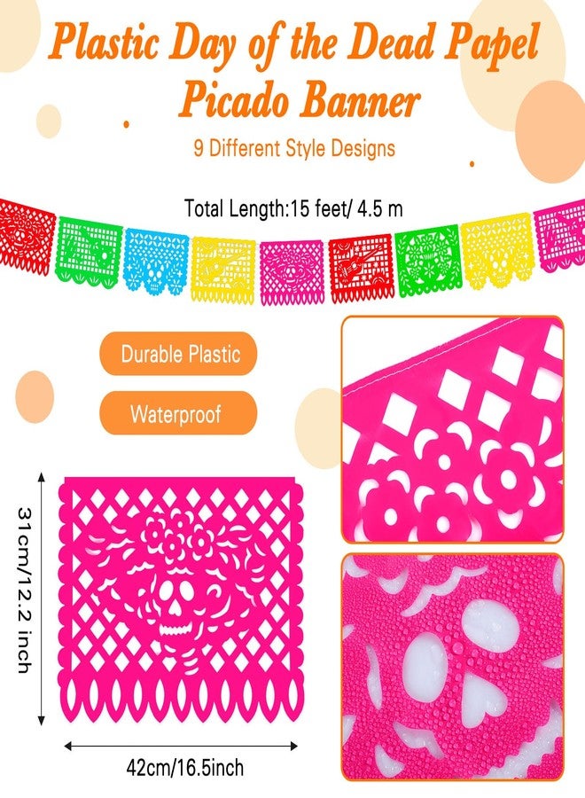 Hanaive 47 Pcs Day of The Dead Decorations Dia De Los Muertos Decor Artificial Marigold Flower Garlands Mexican Party Papel Picado Banner Orange Monarch Butterfly for Indian Diwali Decor(Multicolor) - Image 2