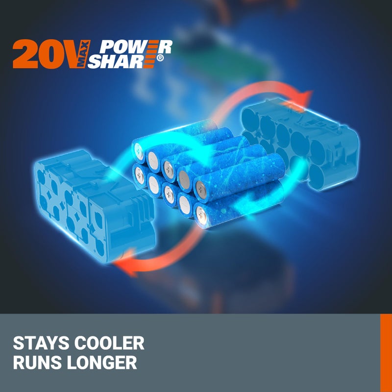 ووركس بطارية WORX 20V PowerShare Lithium-ION 2.0 Ah 1 قطعة WA3669 - Image 2