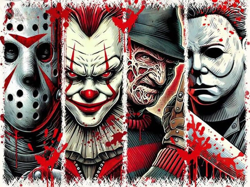 MBNTJHT Halloween Diamond Painting Kits for Adults Beginners,5D Full Round Drill Horror Movie Diamond Art Kits for Adults,DIY Gem Art Painting and Crafts for Holiday Gifts 12x16 Inch. - Image 1