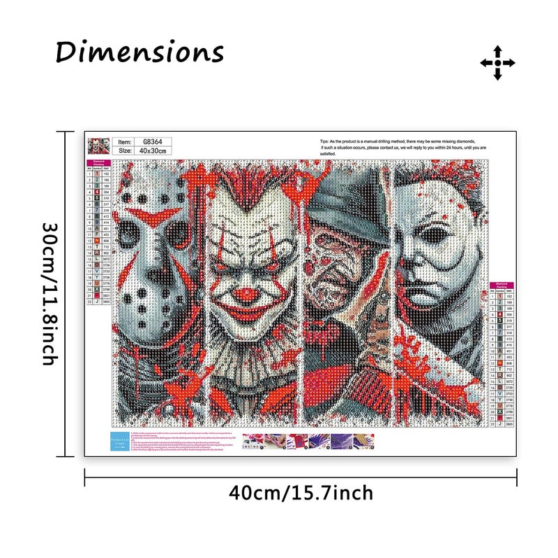 MBNTJHT Halloween Diamond Painting Kits for Adults Beginners,5D Full Round Drill Horror Movie Diamond Art Kits for Adults,DIY Gem Art Painting and Crafts for Holiday Gifts 12x16 Inch. - Image 2