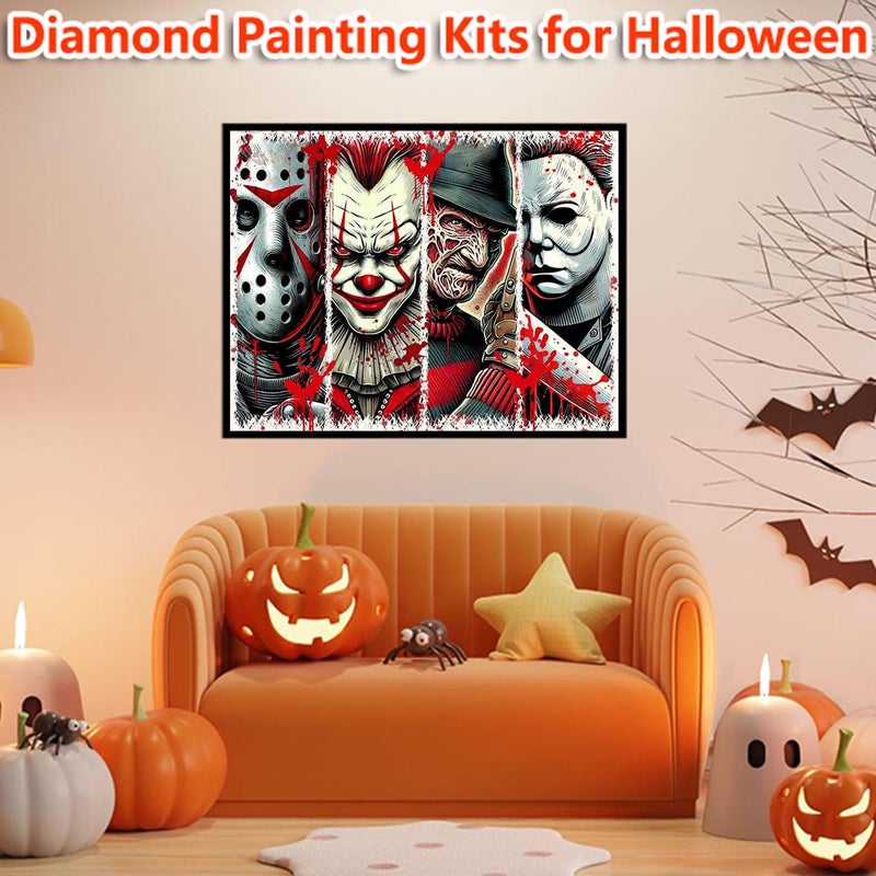 MBNTJHT Halloween Diamond Painting Kits for Adults Beginners,5D Full Round Drill Horror Movie Diamond Art Kits for Adults,DIY Gem Art Painting and Crafts for Holiday Gifts 12x16 Inch. - Image 3