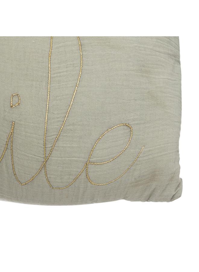 atmosphera Lili Smile Embroidered Rectangular Decorative Cushion Light Green 30 X 50Cm 195896C - Image 2