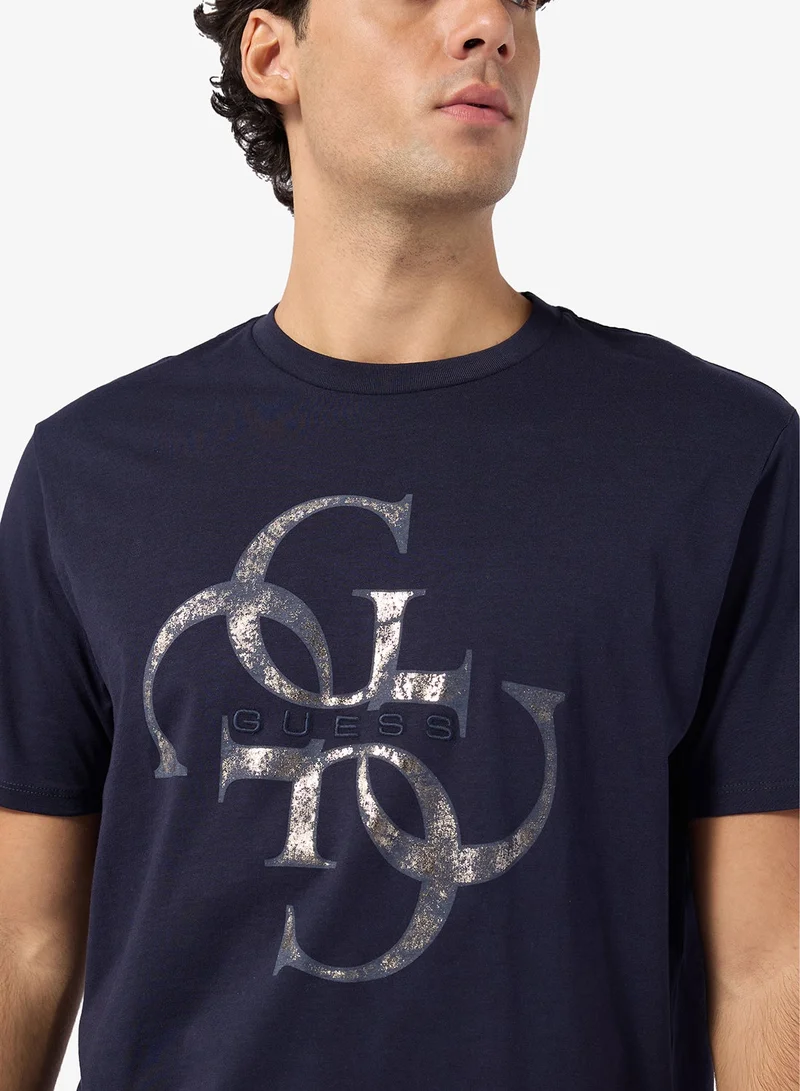 GUESS  Short Sleeve Shimmer Quattro G Tee for Men | Best Price UAE
