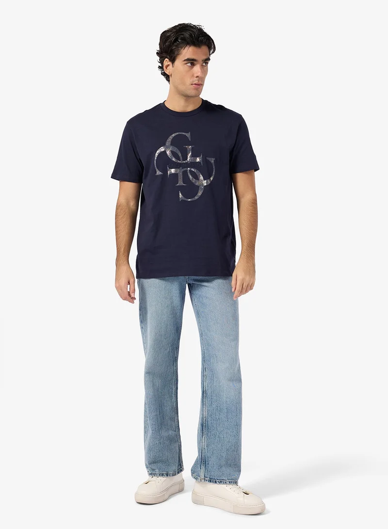 GUESS  Short Sleeve Shimmer Quattro G Tee for Men | Best Price UAE