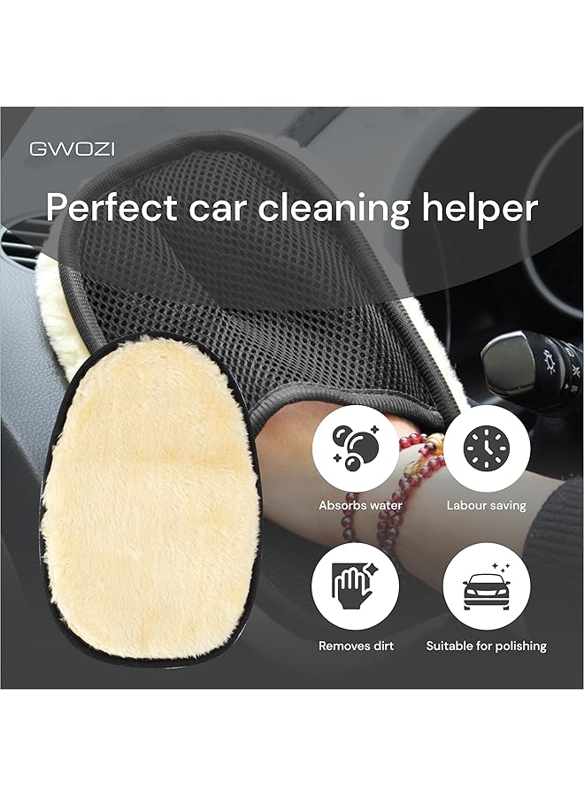 KASTWAVE Car Wash Mitt Microfiber, Car Wash Mitt Scratch Free, Soft High Density Automotive Washing Mat, For Car Washing And Detailing (2 Pcs, Black/Single Sided) - Image 4