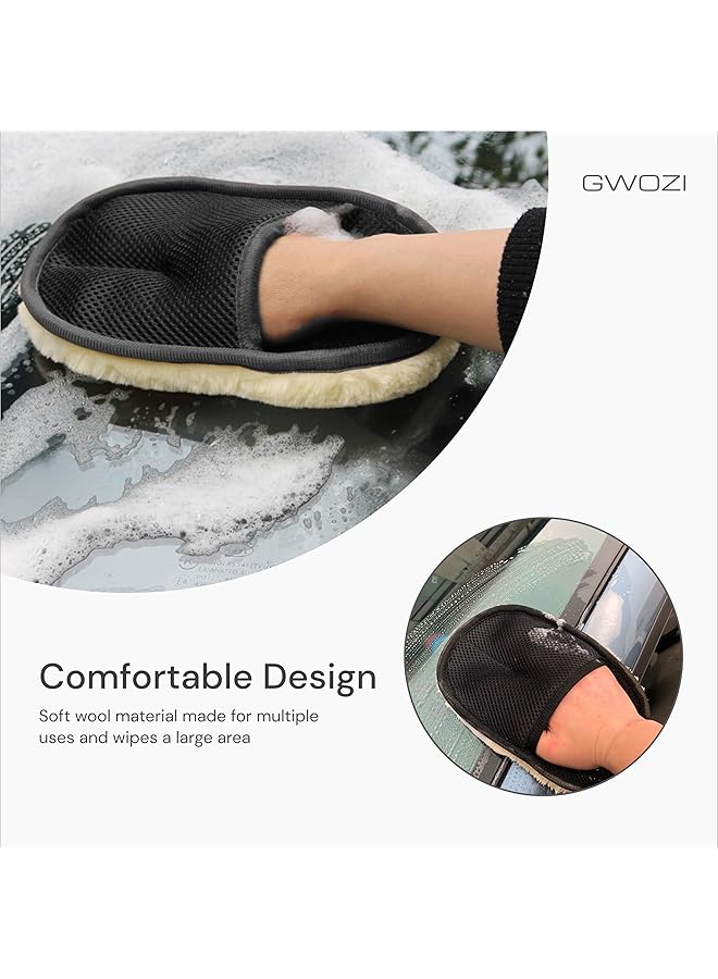 KASTWAVE Car Wash Mitt Microfiber, Car Wash Mitt Scratch Free, Soft High Density Automotive Washing Mat, For Car Washing And Detailing (2 Pcs, Black/Single Sided) - Image 2