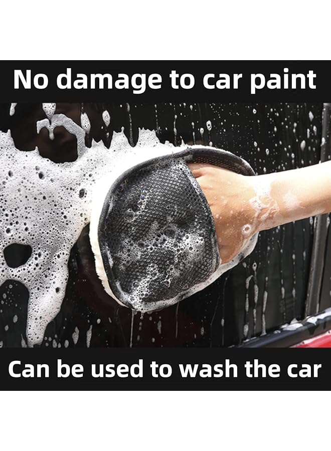 KASTWAVE Car Wash Mitt Microfiber, Car Wash Mitt Scratch Free, Soft High Density Automotive Washing Mat, For Car Washing And Detailing (2 Pcs, Black/Single Sided) - Image 5