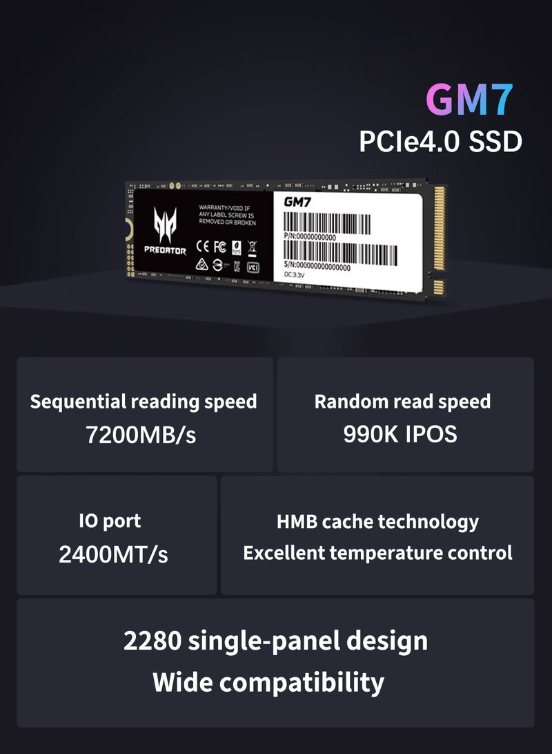 Predator 1TB 7200MB/s SSD PCIe NVMe Gen4 M.2 2280, Internal Solid State Drives, Compatible with PS5, Desktop computer, Laptop, Including Heatsink, Disassembly Tools and Installation Instructions - Image 4