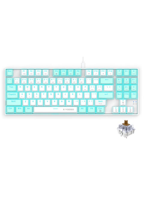 Z-13 89 Keys Gaming Keyboard,80% Wired Compact Brown Switch Mechanical Keyboard with Ice Blue Backlit and Number Pad for Windows/Mac/Laptop/PC