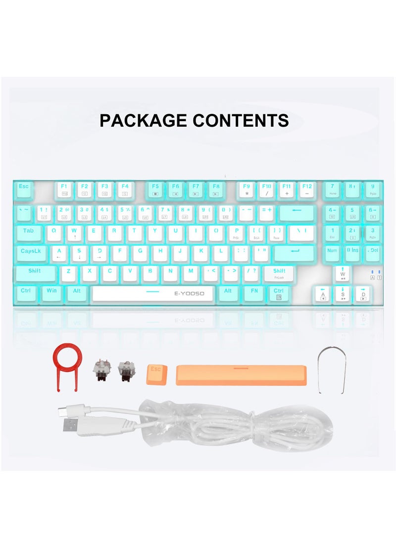 E-YOOSO - Z-13 89 Keys Gaming Keyboard,80% Wired Compact Brown Switch Mechanical Keyboard with Ice Blue Backlit and Number Pad for Windows/Mac/Laptop/PC - Image 1