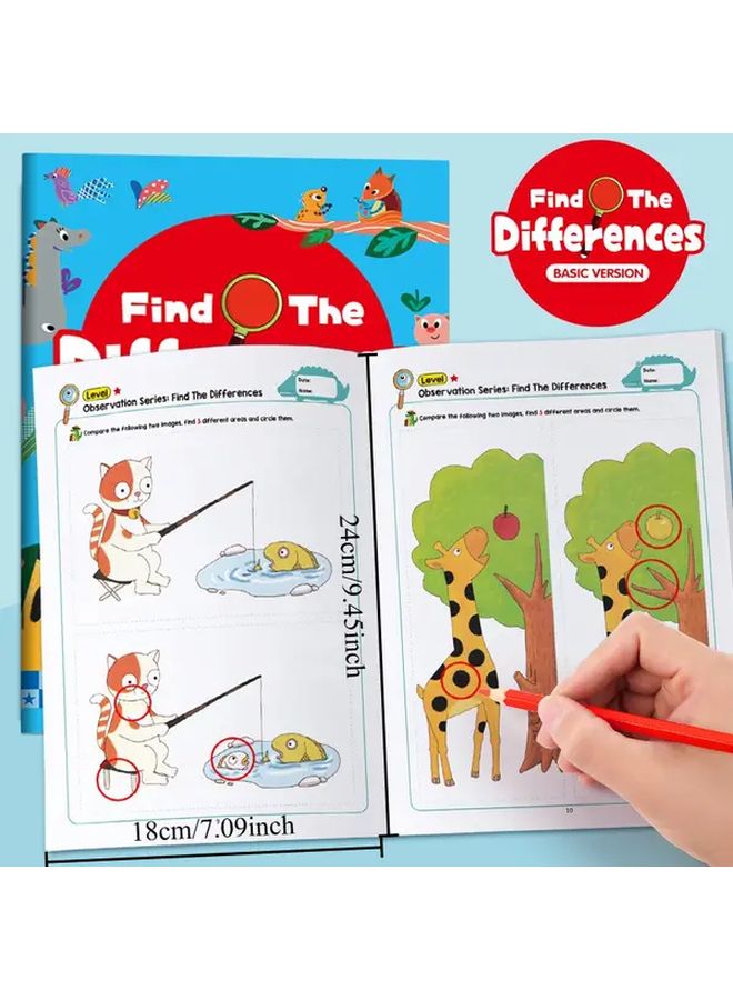 1pc Spot The Difference Book For Kids 32 Pages Educational Activity Find Hardest Level - Image 3