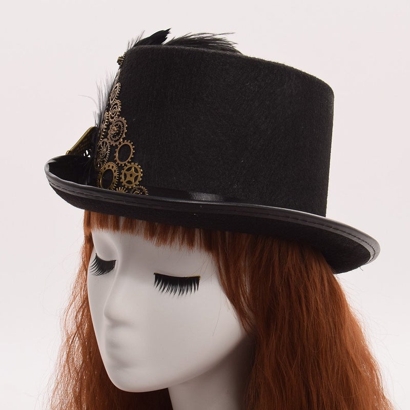 GRACEART Unisex Steampunk Top Hats with Goggles for Women Men - Image 4