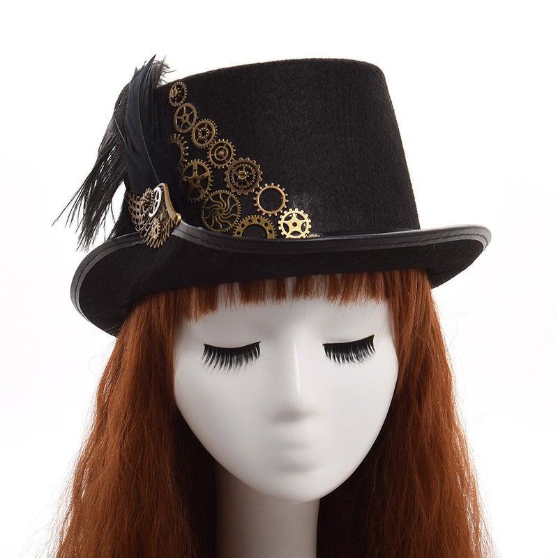 GRACEART Unisex Steampunk Top Hats with Goggles for Women Men - Image 2