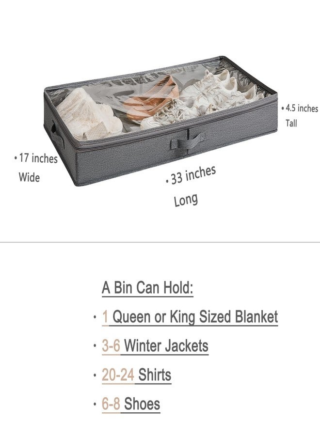 Berdeng 3 Pack Under Bed Storage Containers, Low Profile Underbed Shoes and Clothes Storage Organizer with Sturdy Sidewalls/Bottom, Large Dorm Storage Bins,33 * 17 * 4.5 inches,45L - Image 3