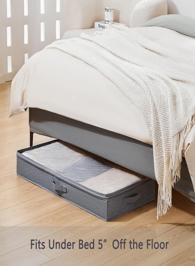 Berdeng 3 Pack Under Bed Storage Containers, Low Profile Underbed Shoes and Clothes Storage Organizer with Sturdy Sidewalls/Bottom, Large Dorm Storage Bins,33 * 17 * 4.5 inches,45L - Image 2