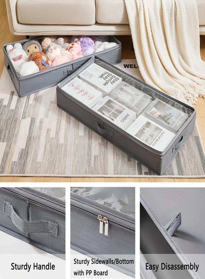 Berdeng 3 Pack Under Bed Storage Containers, Low Profile Underbed Shoes and Clothes Storage Organizer with Sturdy Sidewalls/Bottom, Large Dorm Storage Bins,33 * 17 * 4.5 inches,45L - Image 5