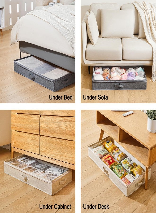 Berdeng 3 Pack Under Bed Storage Containers, Low Profile Underbed Shoes and Clothes Storage Organizer with Sturdy Sidewalls/Bottom, Large Dorm Storage Bins,33 * 17 * 4.5 inches,45L - Image 4
