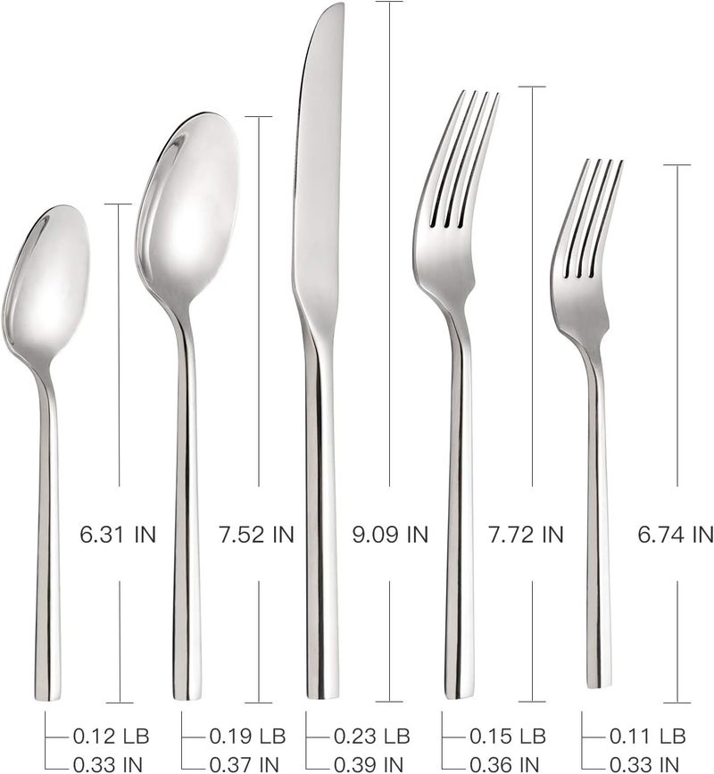 Kelenfer Hand Forged Stainless Steel Flatware Set Silverware Set Cutlery Set Hexagon Handle 5 Pieces Service for 1 - Image 2