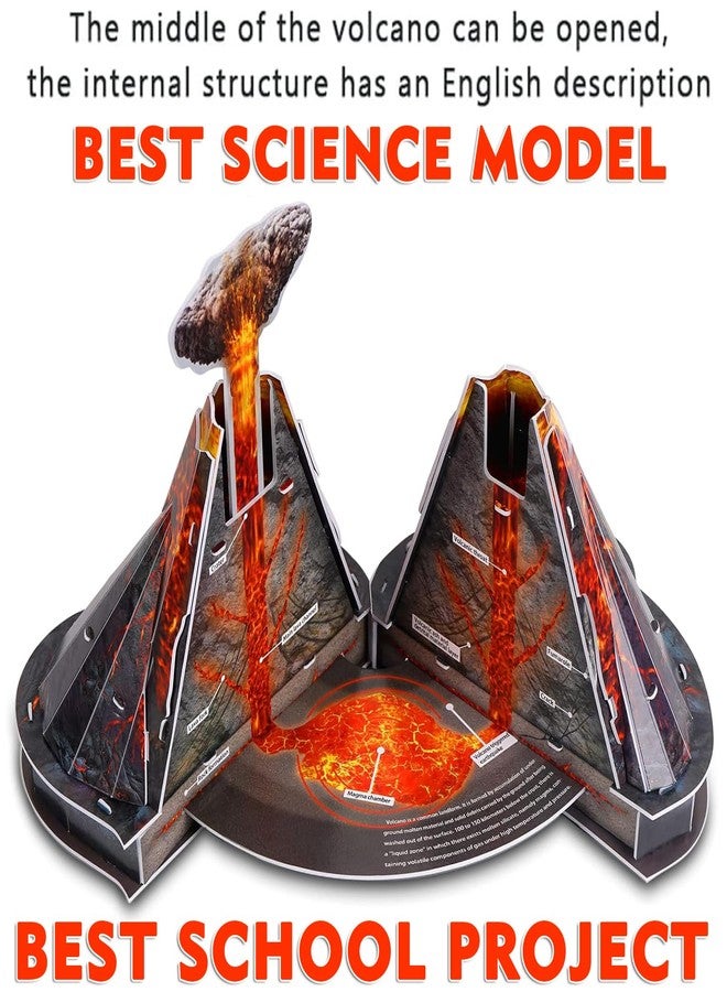 Kit4Curious 3D Volcano DIY Openable Science Model for Kids - DIY Geography Puzzle Kit - Educational Earth Science Activity Craft - STEM Learning Toy for Ages 6+ - Image 2