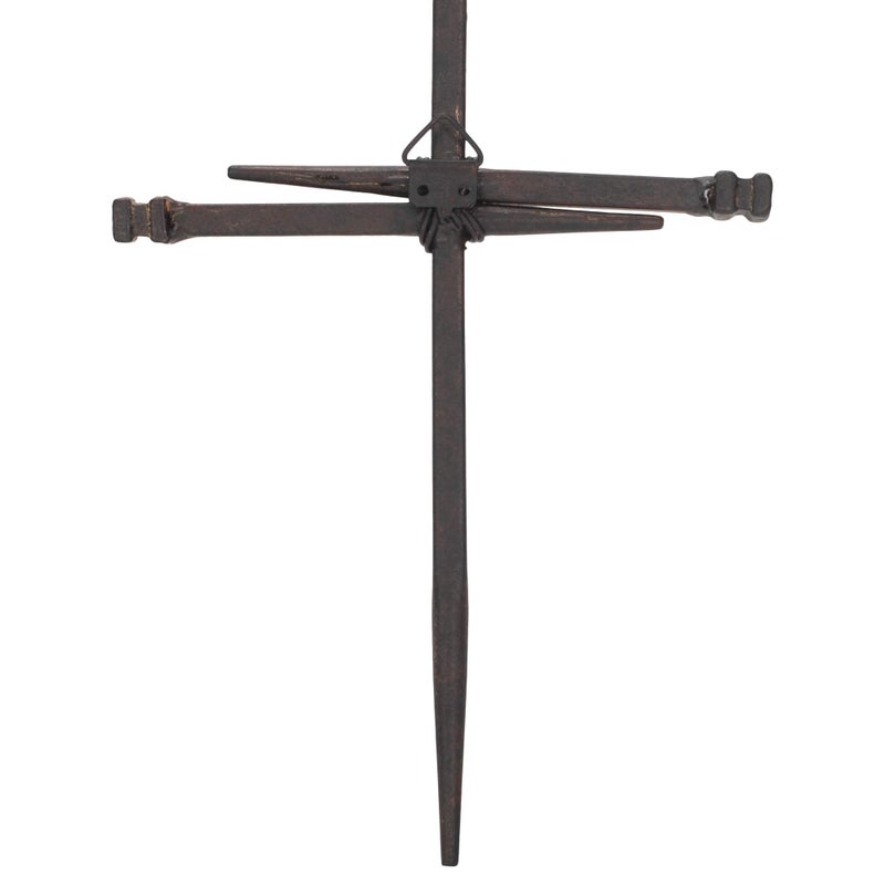 Dicksons Small Three Driven Nails Brown Rust Look 8.5 Metal Wall Cross - Image 4