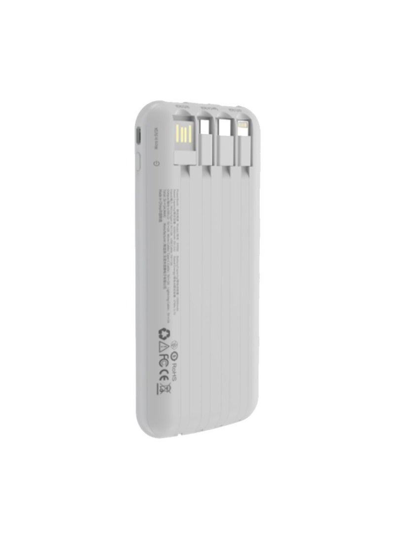devia MP32W Kintone series Power Bank with 4 cables 10000mAh - White - Image 3