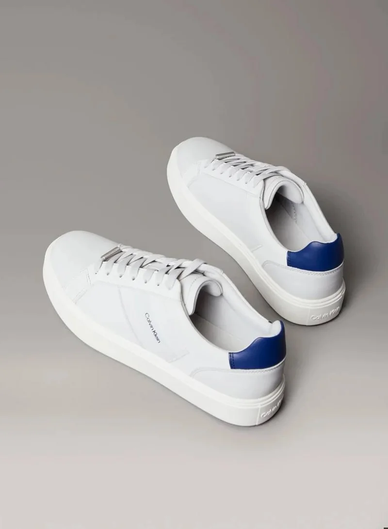 Calvin Klein Jeans Oyster Mushroom/Cobalt Navy Leather And Suede Flexible Sole Trainers for Men | Best Price UAE