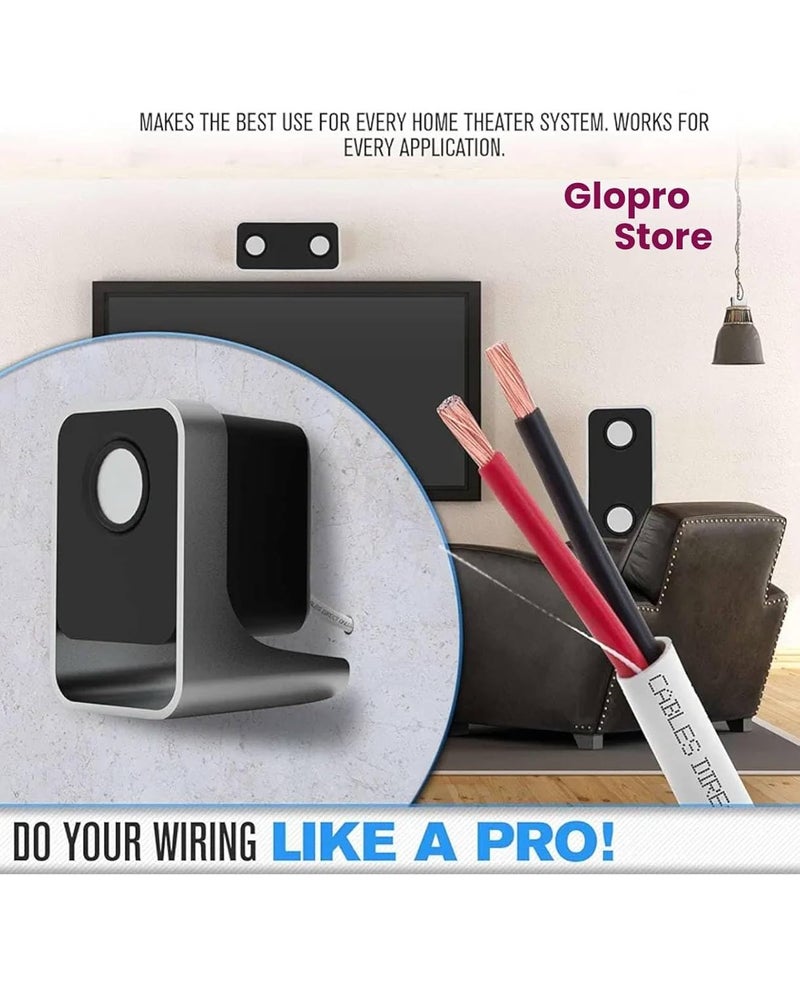 GloPRO كابل نحاسي دائري 1 مم 2 نواة لتوصيل المرحلة الواحدة في المنزل حتى 1250 فولت 50 قدم أبيض - Image 3