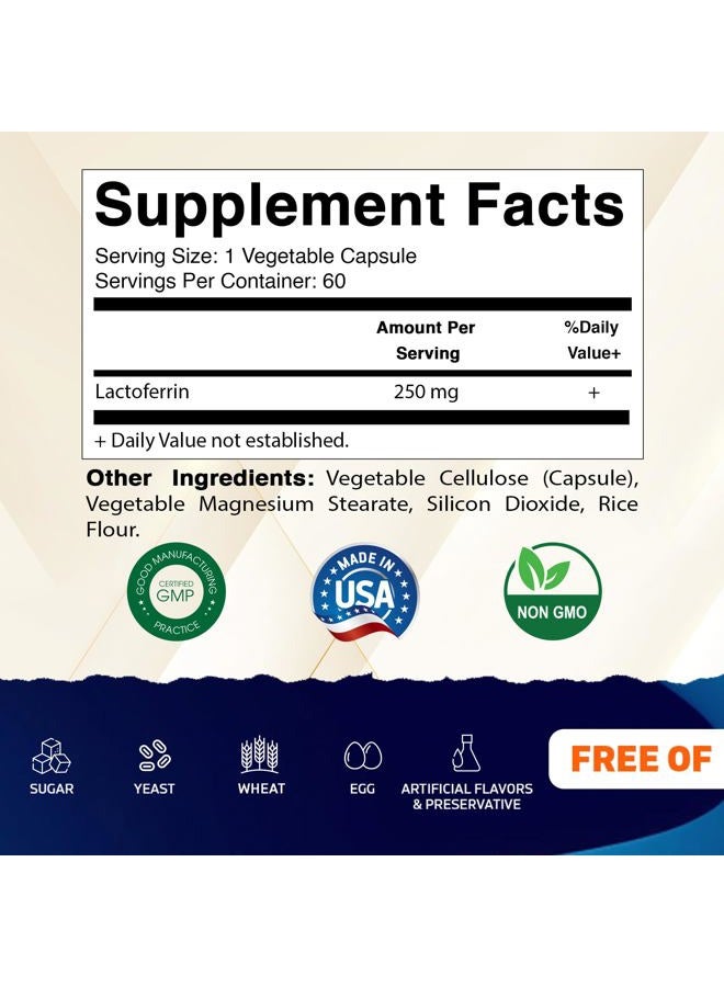 Vitamatic لاكتوفيرين 250 ملغ (أبولكتوفيرين)، 60 كبسولة نباتية - يعزز وظيفة المناعة الصحية* - Image 2