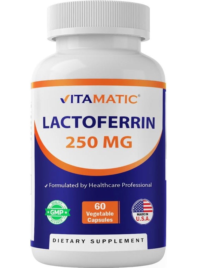 Vitamatic لاكتوفيرين 250 ملغ (أبولكتوفيرين)، 60 كبسولة نباتية - يعزز وظيفة المناعة الصحية* - Image 1