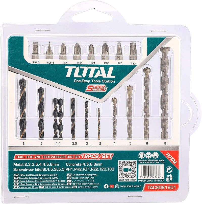 Total 19PCS Drill Bits and Screwdriver Bits Set - Image 2