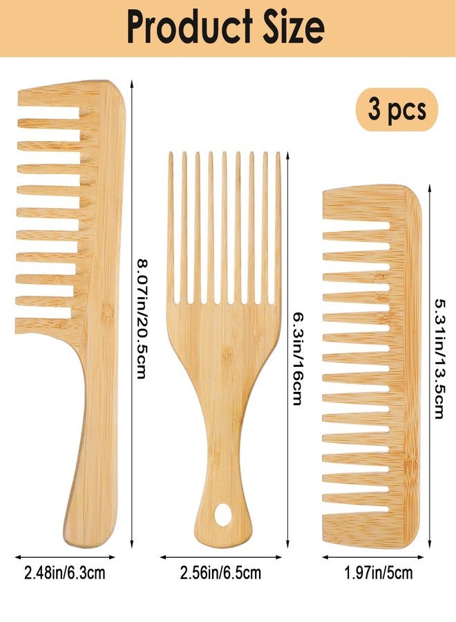 Elegaperma 3pcs Wooden Pick for Hair, Afro Picks for Men, Natural Anti-Static Wooden Pick hor Beard, wood Picks for Men Women With Thick Curly Hairs Hairing Lift and Style - Image 4