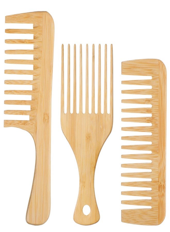 Elegaperma 3pcs Wooden Pick for Hair, Afro Picks for Men, Natural Anti-Static Wooden Pick hor Beard, wood Picks for Men Women With Thick Curly Hairs Hairing Lift and Style - Image 1