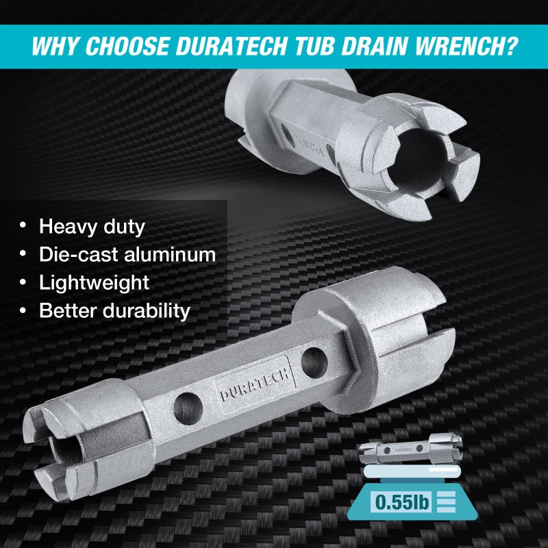 DURATECH Tub Drain Remover Wrench, Dual Ended Aluminum Alloy Wrench for Bath and Shower Drains - Image 5