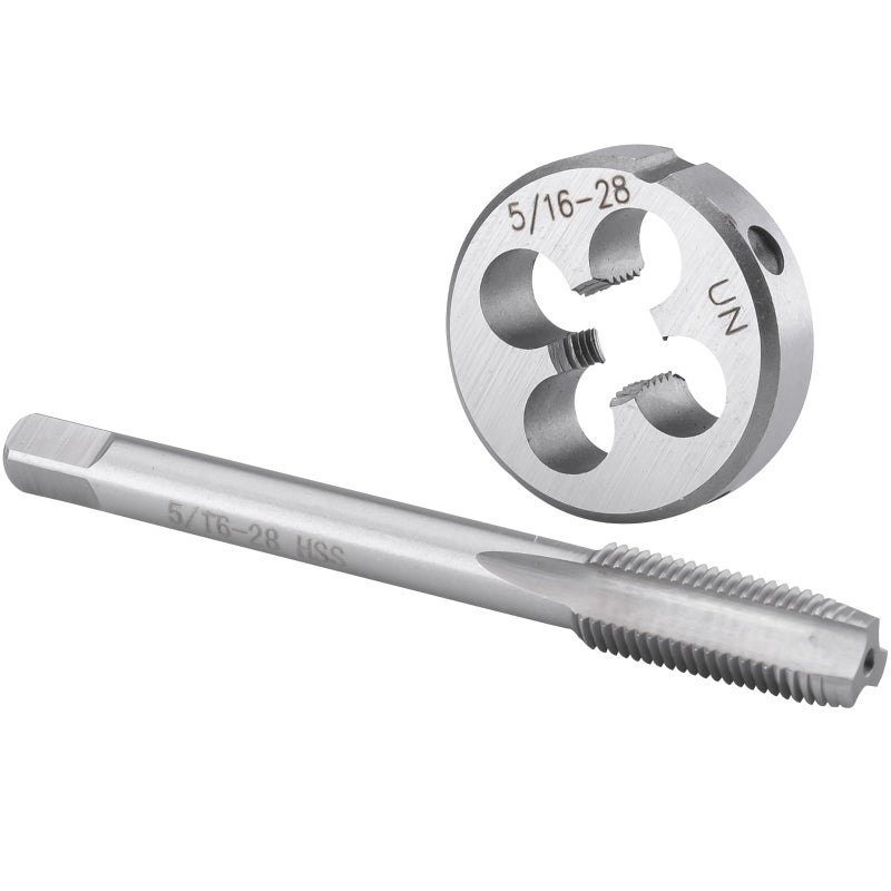 Burkit 51628 UN Tap and Die Set Right Hand 516 x 28 UN Machine Thread Tap and Round Die