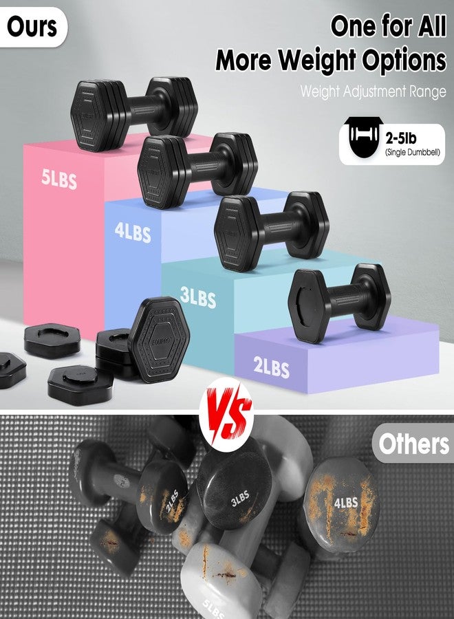 EQUIPRO Adjustable Dumbbell Set, 4 in 1 Weights for Women at Home, Hand Weights Dumbbells for Women, Each 2lb 3lb 4lb 5lb Fast Adjust Weight with Soft TPU Handle for Home Gym Exercise Training - Image 5
