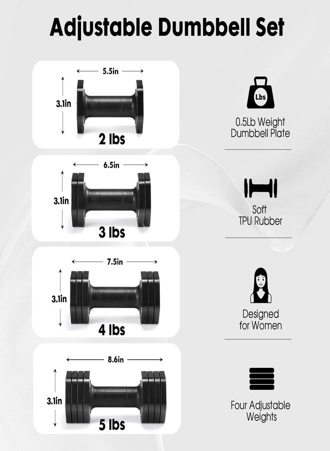 EQUIPRO Adjustable Dumbbell Set, 4 in 1 Weights for Women at Home, Hand Weights Dumbbells for Women, Each 2lb 3lb 4lb 5lb Fast Adjust Weight with Soft TPU Handle for Home Gym Exercise Training - Image 4