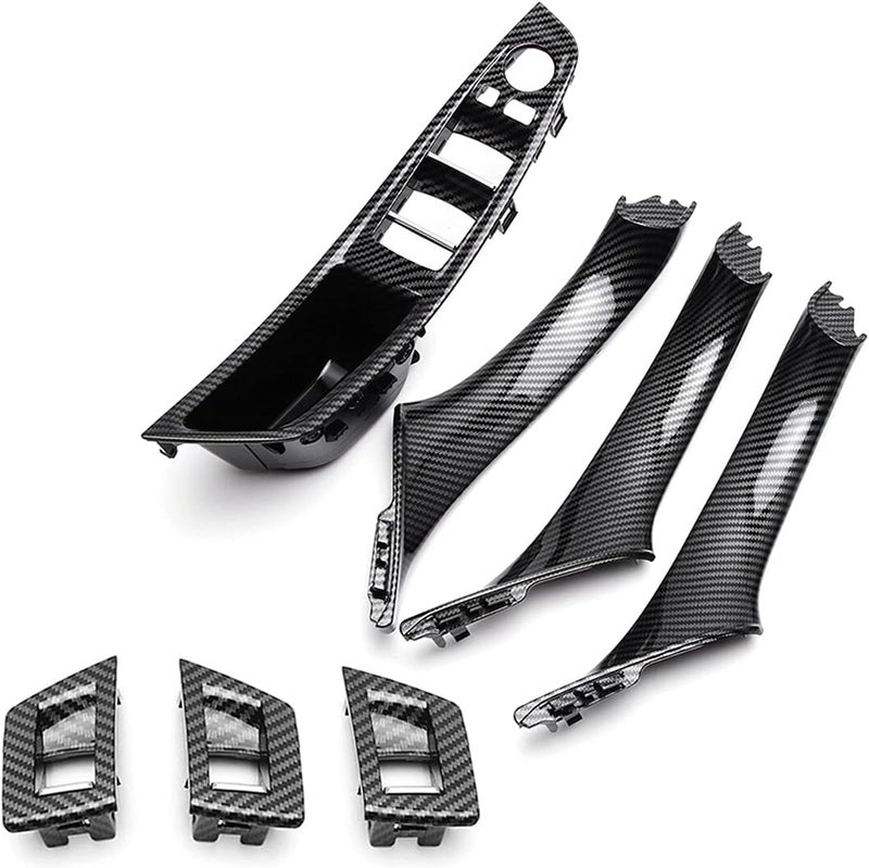 DEMULAX 7pcs Carbon Fiber Door Handle Trim for BMW 5 Series - Image 1
