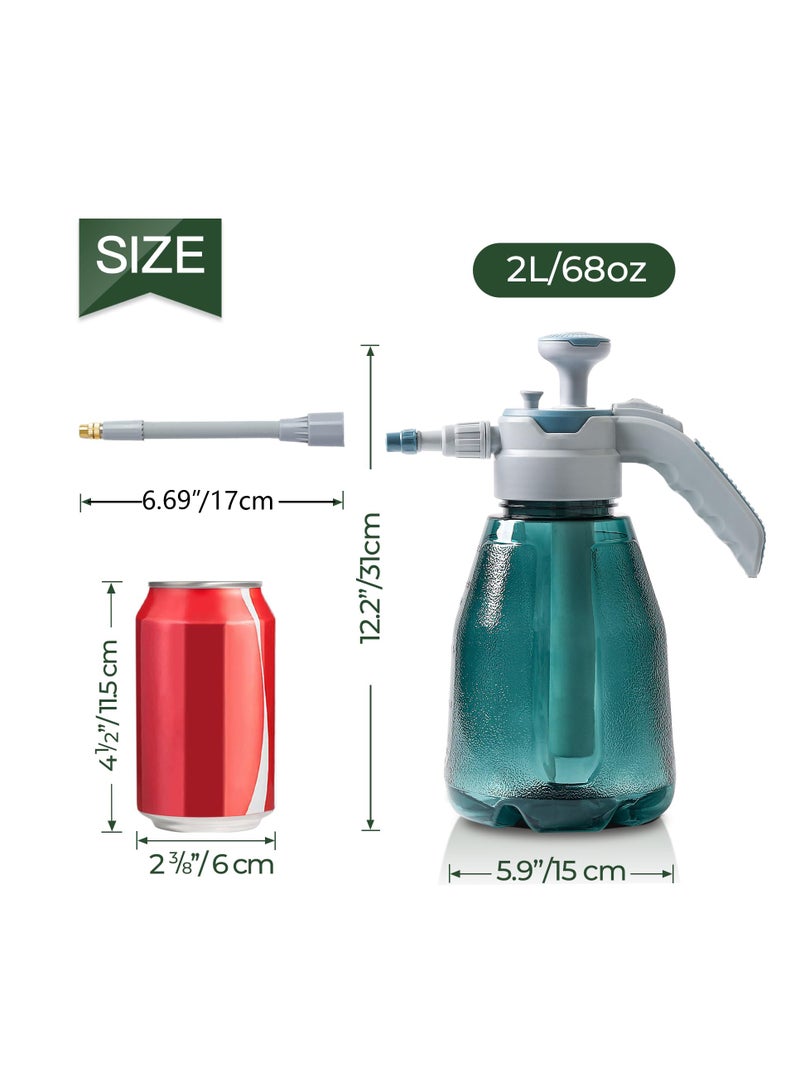 SYOSI Pump Spray Bottle Plastic Blue 2L, Fine Mist Plant Mister Spray Bottle for House Plants, Handheld Garden Pump Sprayer, Modern Watering Can Outdoor with 360° Adjustable Nozzle for Garden Flowers  - Image 5