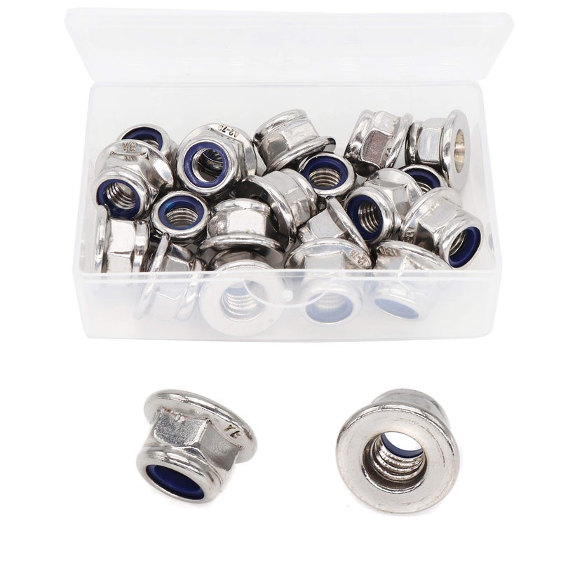 cSeao 20pcs M8 x 1.25mm Flanged Nylon Inserted Lock Nuts 304 Stainless Steel A2-70/18-8, DIN6926 - Image 1
