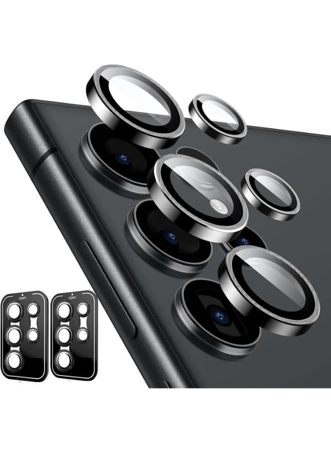 (2 Set) for Samsung Galaxy S25 Ultra 5G Camera Lens Protector, Scratch-Resistant HD Clarity Ultra-Thin 9H Tempered Glass with Aluminum Edging, Individual Metal Lens Cover (Black) - Image 1