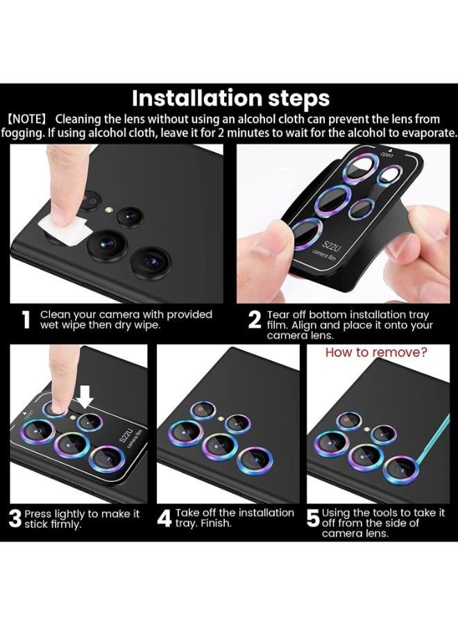 (2 Set) for Samsung Galaxy S25 Ultra 5G Camera Lens Protector, Scratch-Resistant HD Clarity Ultra-Thin 9H Tempered Glass with Aluminum Edging, Individual Metal Lens Cover (Black) - Image 3
