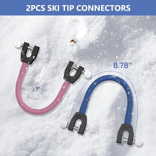 YEESOOM Edgie Wedgie Ski Tip Connector - Edgie Wedgie Ski for Kids 2 PCS for Beginners Skiing Training and Speed Control, Ski Accessories Edgy Wedgy Ski Kids Training Aid, Blue & Pink - Image 2