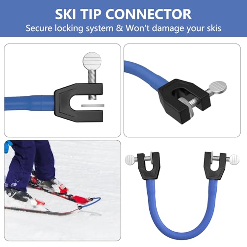 YEESOOM Edgie Wedgie Ski Tip Connector - Edgie Wedgie Ski for Kids 2 PCS for Beginners Skiing Training and Speed Control, Ski Accessories Edgy Wedgy Ski Kids Training Aid, Blue & Pink - Image 3