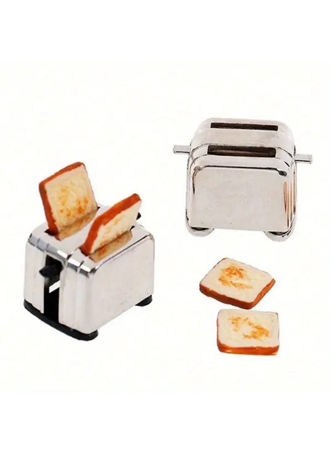 1 12 Scale Mini Bread Machine Metal Toaster Dollhouse Kitchen Appliance - Image 3