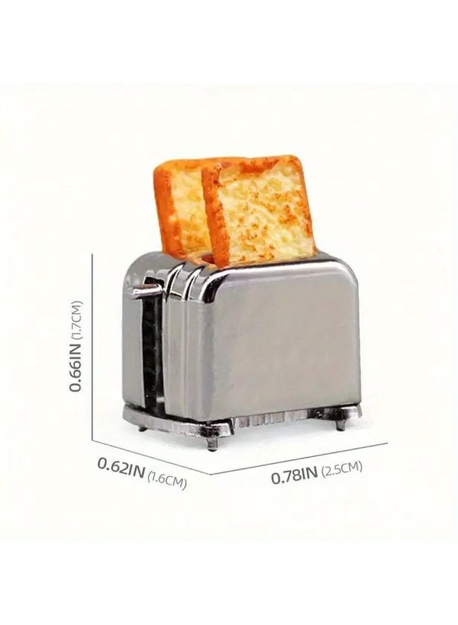 1 12 Scale Mini Bread Machine Metal Toaster Dollhouse Kitchen Appliance - Image 5